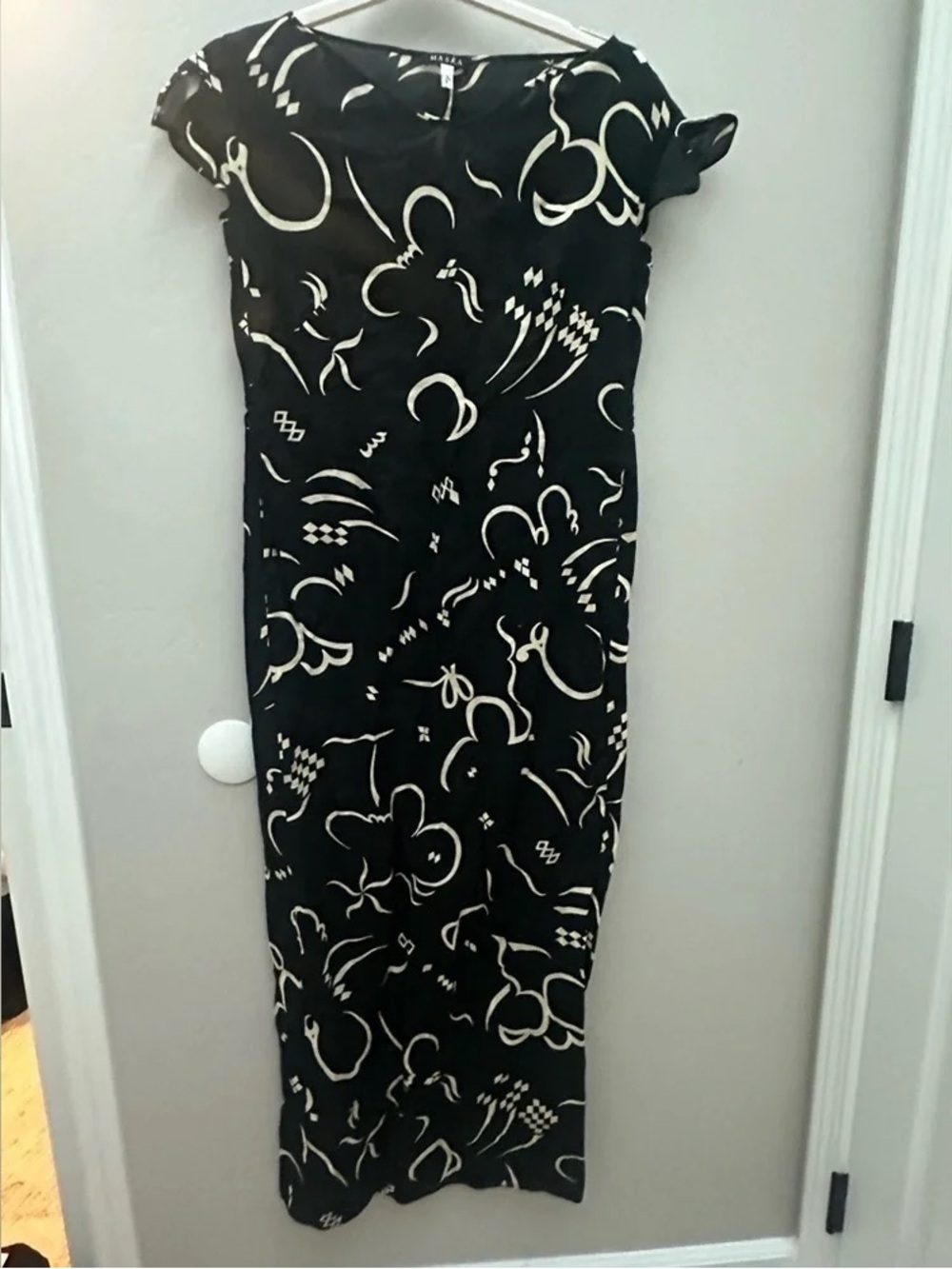 Black & Cream Patterned Maxi Dress
